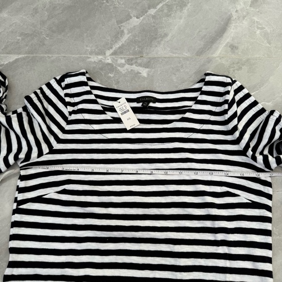 Women’s Talbots The Sleeve Knit Shift Striped Dress XS 100% Cotton Tie Sleeves - Picture 15 of 16